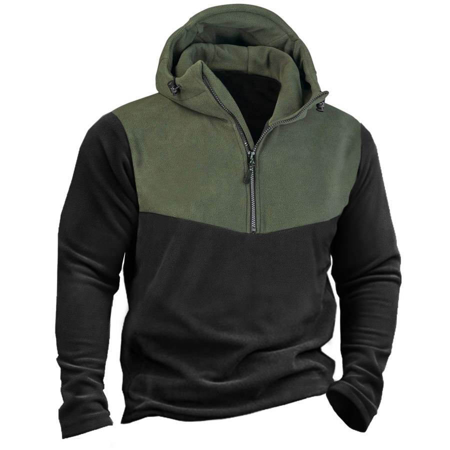 

Men's Outdoor Tactical Fleece Patchwork Warm Zip Hoodie