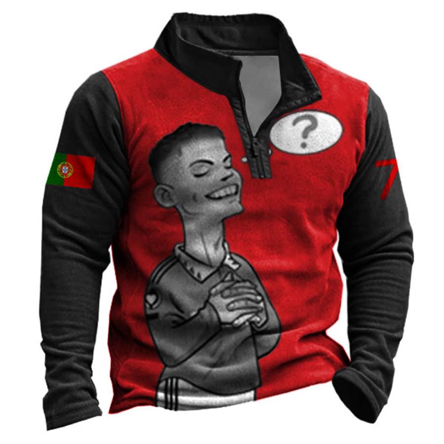 

Men's Portugal Soccer Meditation Print Zipper Sweatshirt