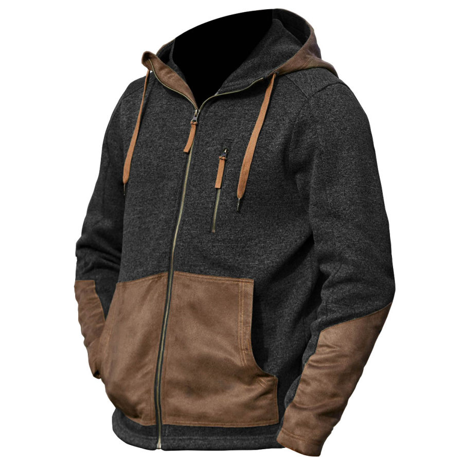 

Men's Outdoor Knit Panel Warm Hoodie Jacket