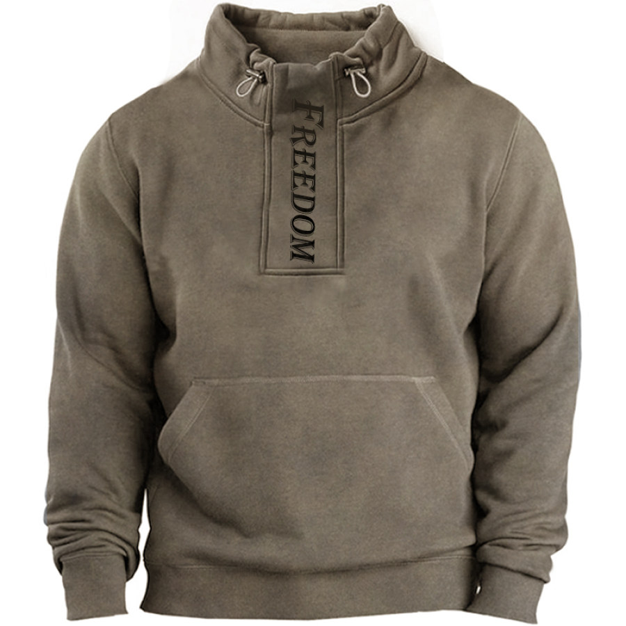 

Men's Retro Large Pocket Drawstring Half Turtleneck Sweatshirt