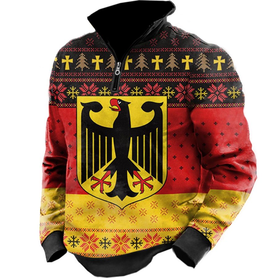 

Men's German Eagle Christmas Print Zipper Sweatshirt