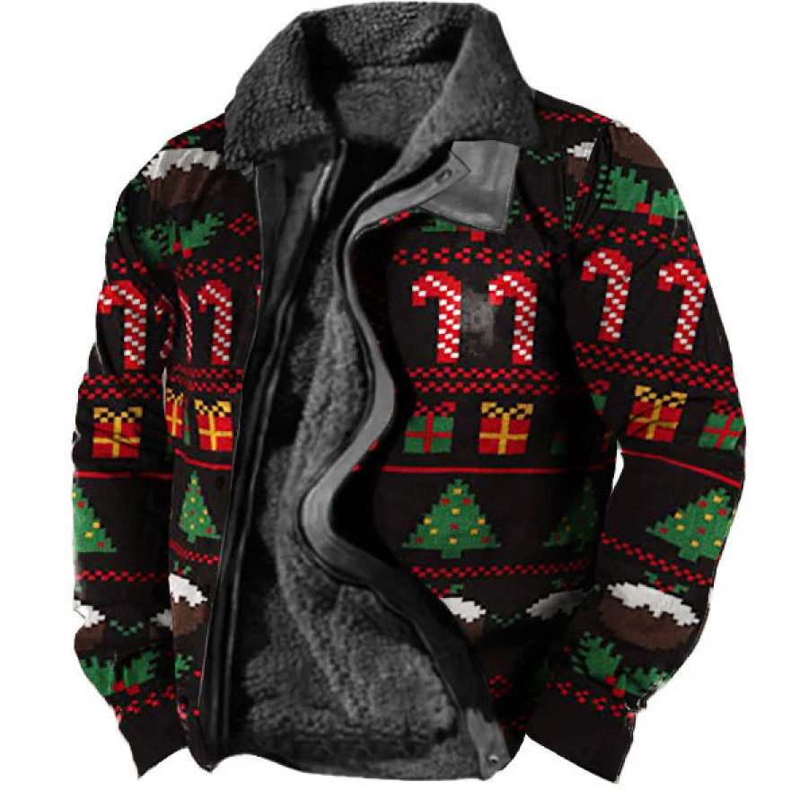 

Men's Vintage Thick Lapel Fleece Christmas Jacket