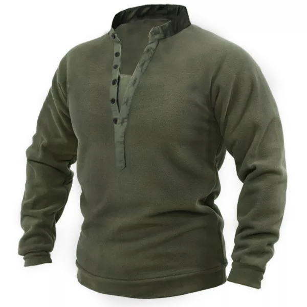 Men Outdoor Fleece Henley Collar Chic Tactical Men's Sweatshirt