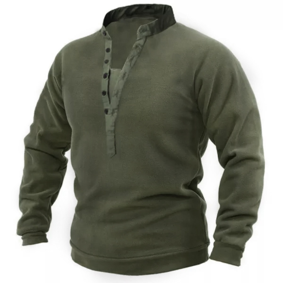 

Sudadera Táctica Para Hombre Con Cuello Henley De Forro Polar Para Exteriores Para Hombre