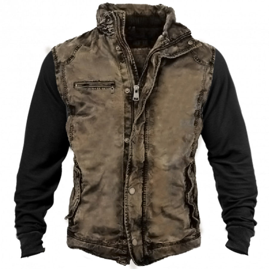 

Men's Retro Outdoor Warm Patchwork Tactical Jacket