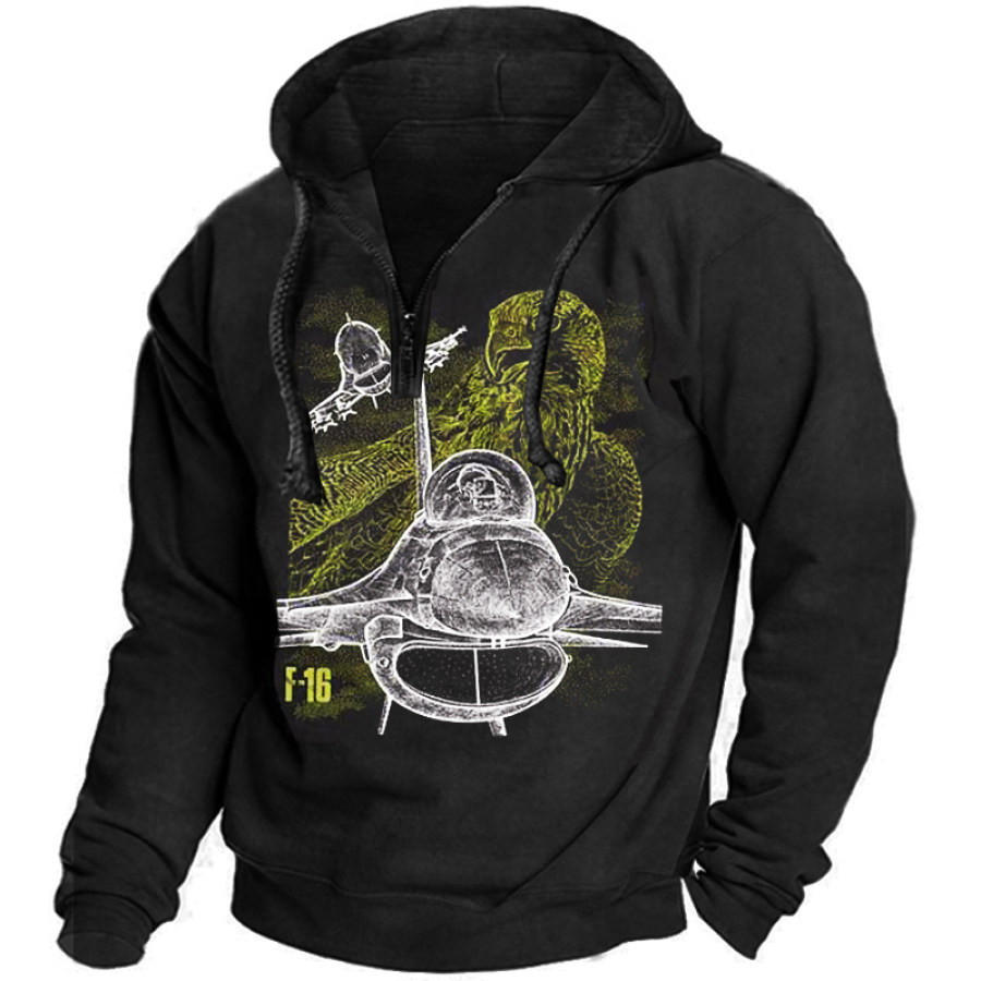 

Men's Vintage Military Fighter Eagle Print Hoodie