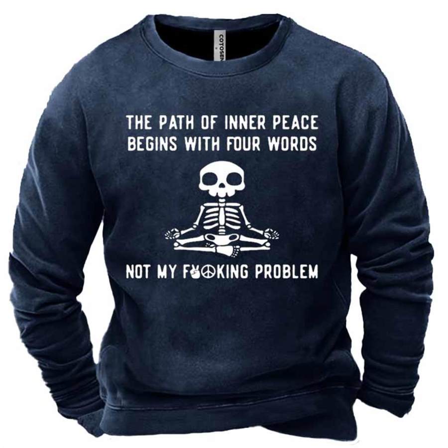 

Men's The Path Of Inner Peace Begins With Four Words Skeleton Yoga Print Sweatshirt