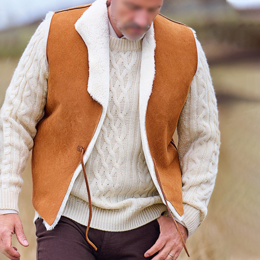 

Men's Outdoor Fleece Warm Sheepskin Gilet