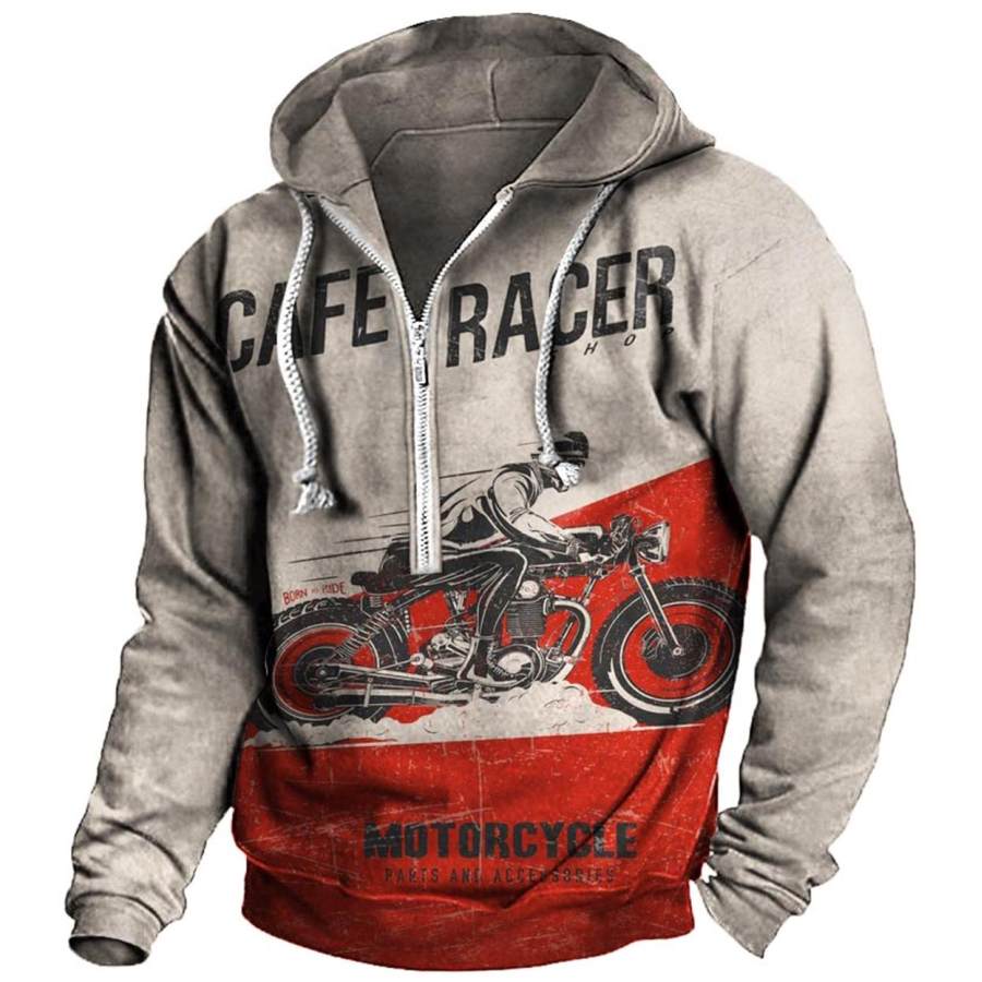 

Men's Outdoor Motorcycle Racing Print Zipper Hoodie