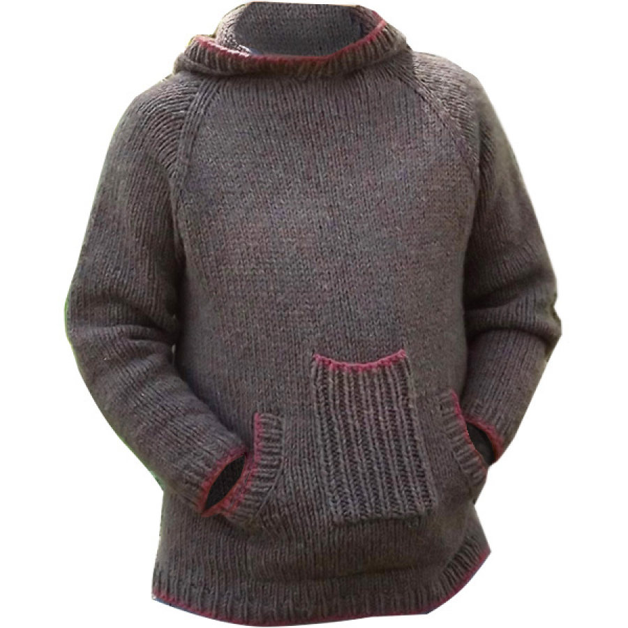 

Men's Outdoor Warm Knit Hooded Pocket Pullover Sweater