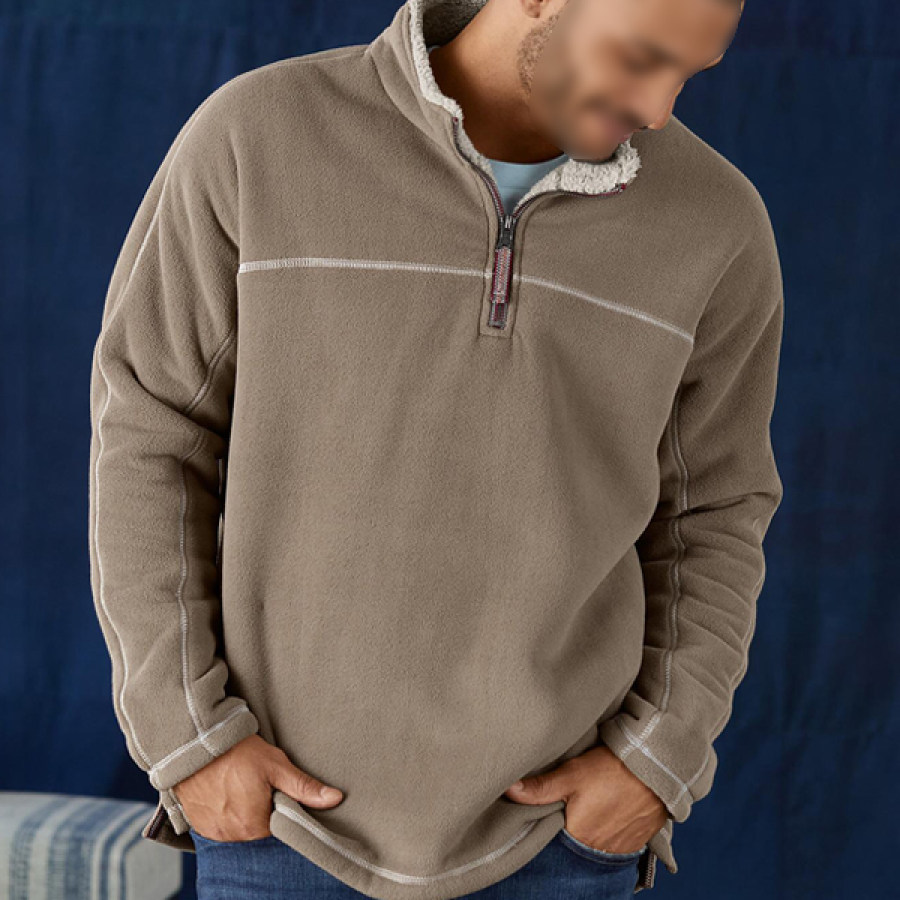 

Men's Outdoor Pocket 1/4 Zip Fleece Thermal Sweatshirt