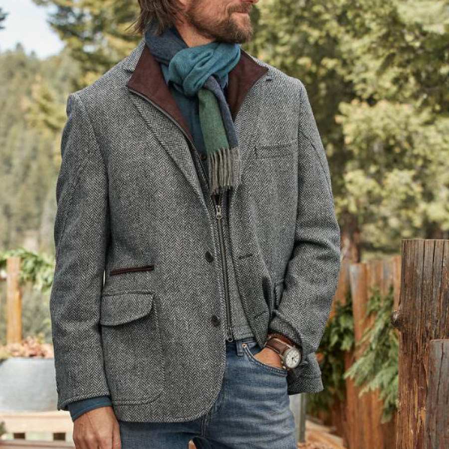 

Men's Vintage Double Collar Blazer