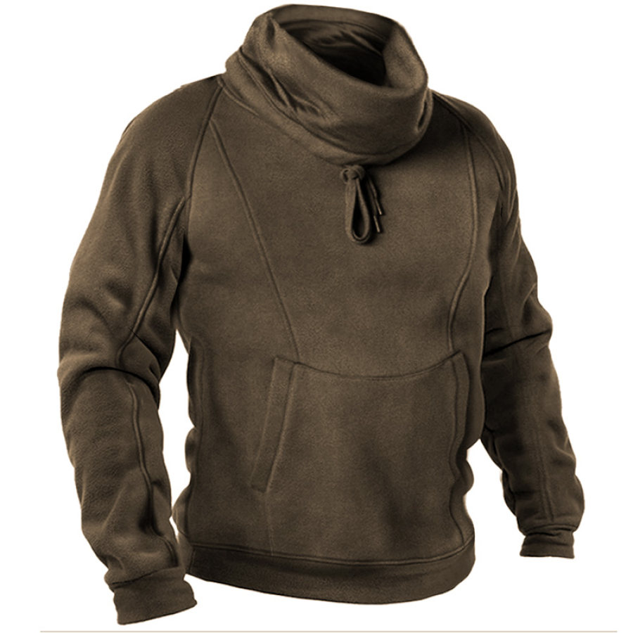 

Men's Retro Outdoor Special Training Patchwork Polar Fleece Warm Turtleneck Sweatshirt