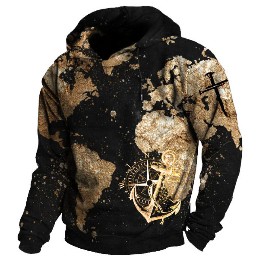 

Men's 3D World Map Nautical Hoodie