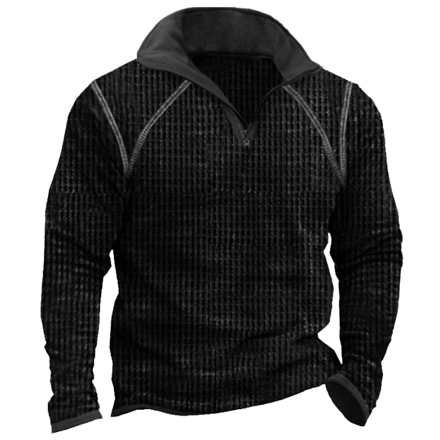 

Men's Waffle Casual Lapel Sweatshirt