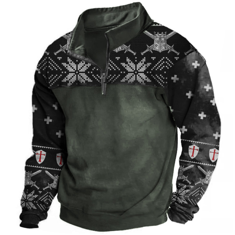 

Men Knights Templar Christmas 1/4 Zip Tactical Sweatshirt