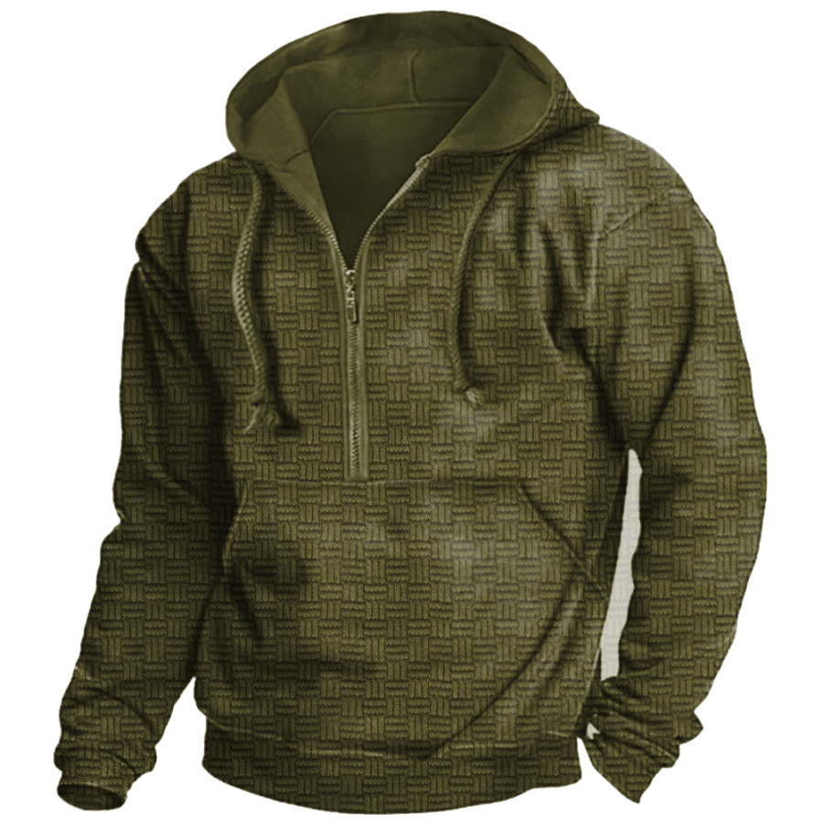 

Men's Vintage Jacquard Knit Zip Hooded Sweatshirt