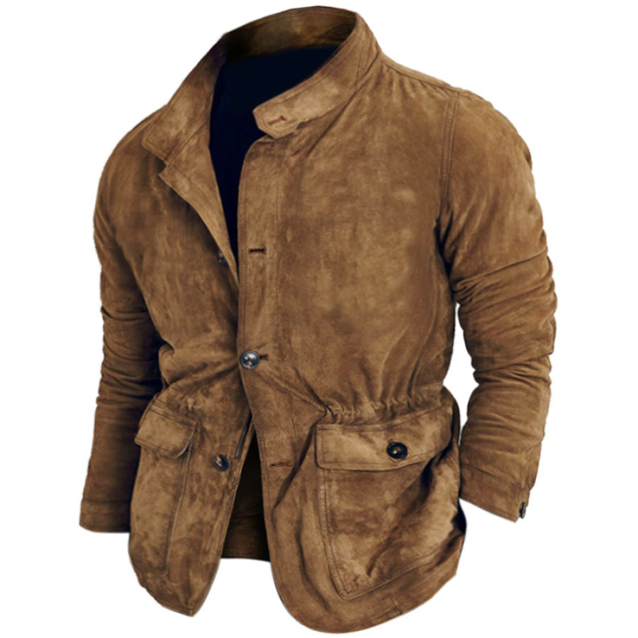 

Men's Vintage Suede Outdoor Thermal Pocket Tactical Jacket