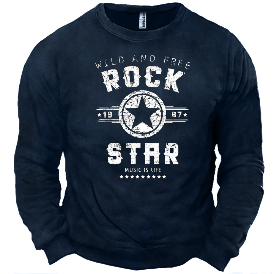 

Men's Fun Rock Star Graphic Print Crew Neck Sweatshirt