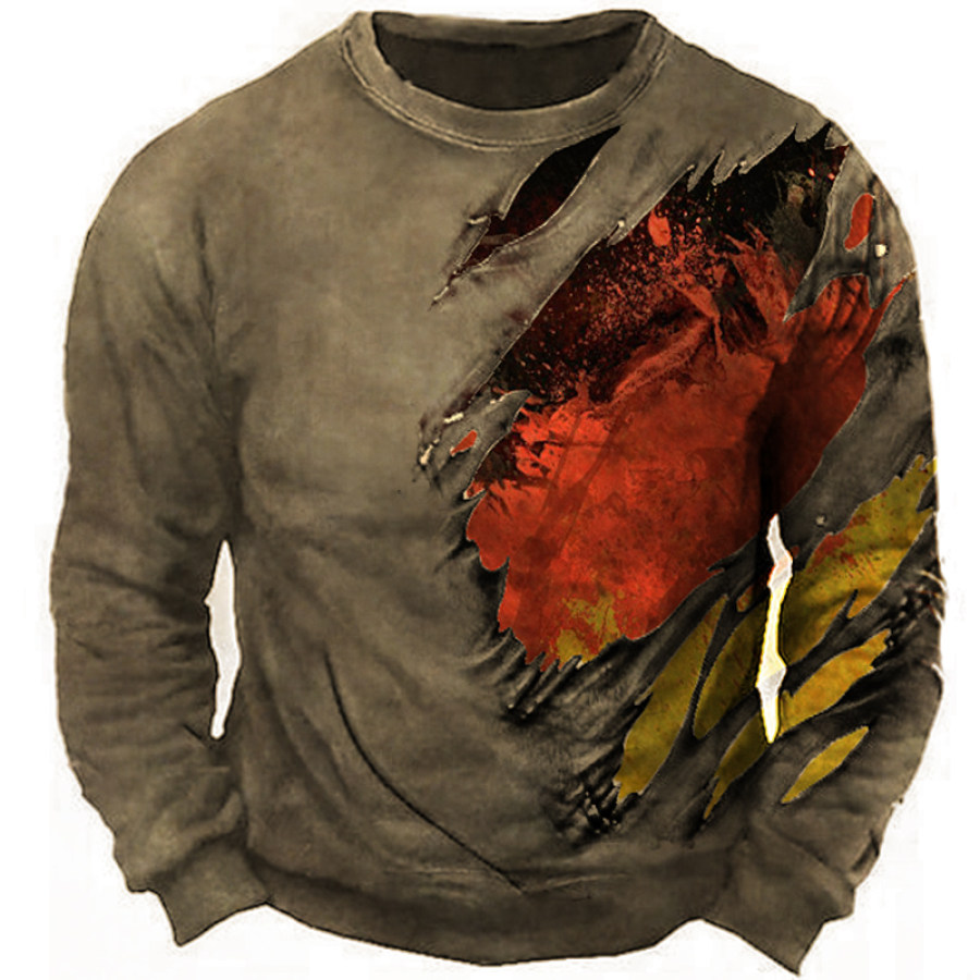 

Men's Vintage German Flag Claw Print Crew Neck Sweatshirt