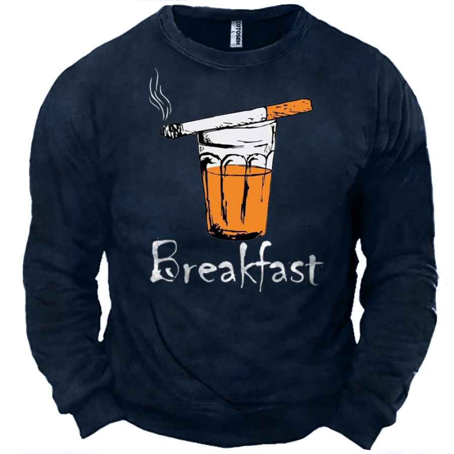 

Men's Fun Cigarette Beer Graphic Print Crew Neck Sweatshirt
