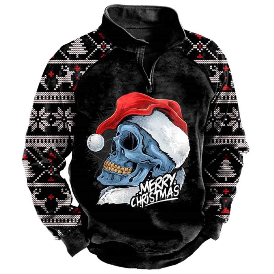 

Men's Merry Christmas Skull Zipper Sweatshirt