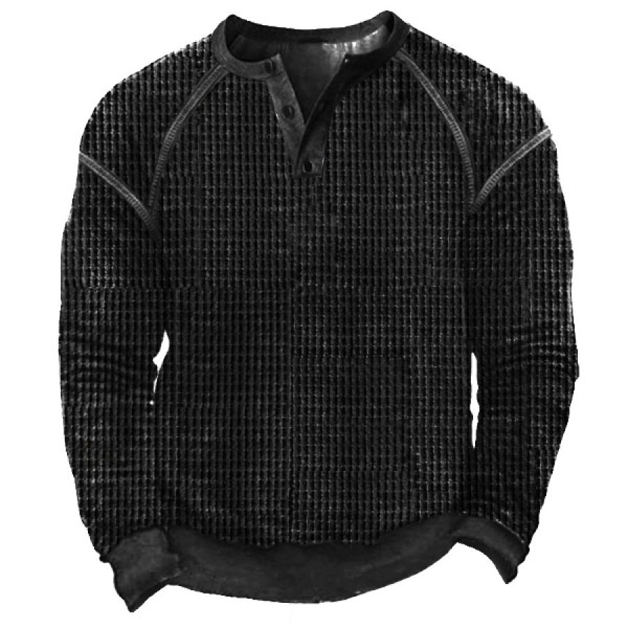 

Men's Waffle Casual Henley Sweatshirt