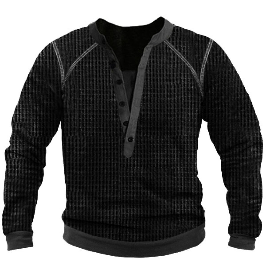 

Men's Waffle Casual Henley Sweatshirt