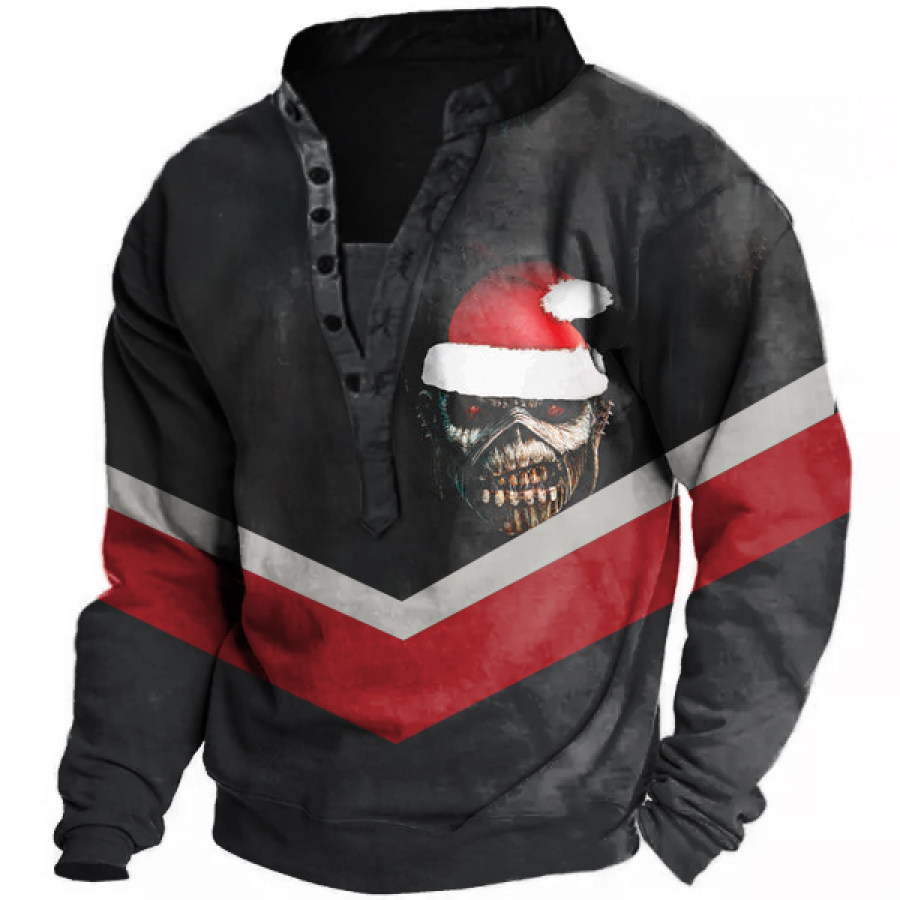 

Men's Christmas Skull Print Henry Sweatshirt