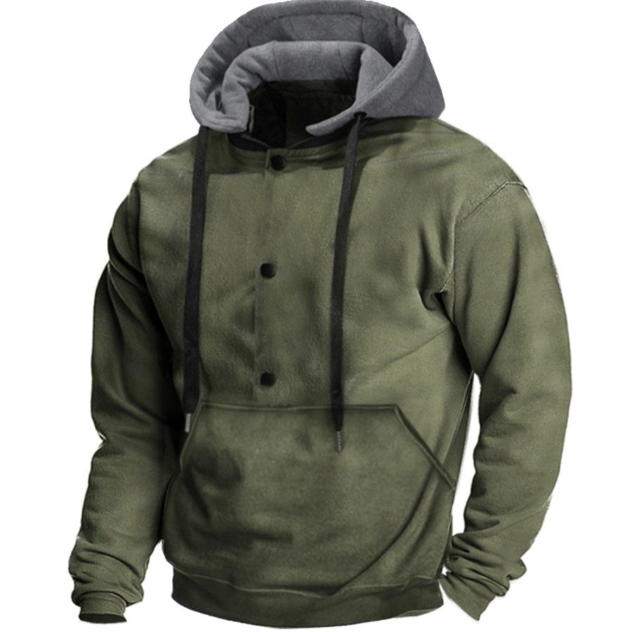 

Men's Outdoor Colorblock Hooded Pocket Sweatshirt