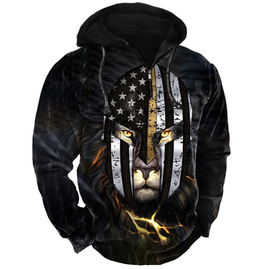

Men's Lion Faith Spartan Mask Zip Hoodie