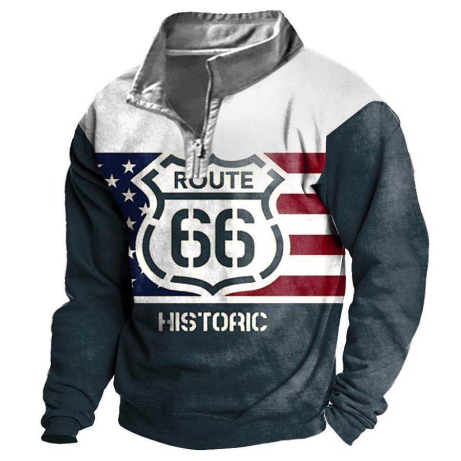 

Men's Outdoor Route 66 Historic Contrast Zipper Sweatshirt