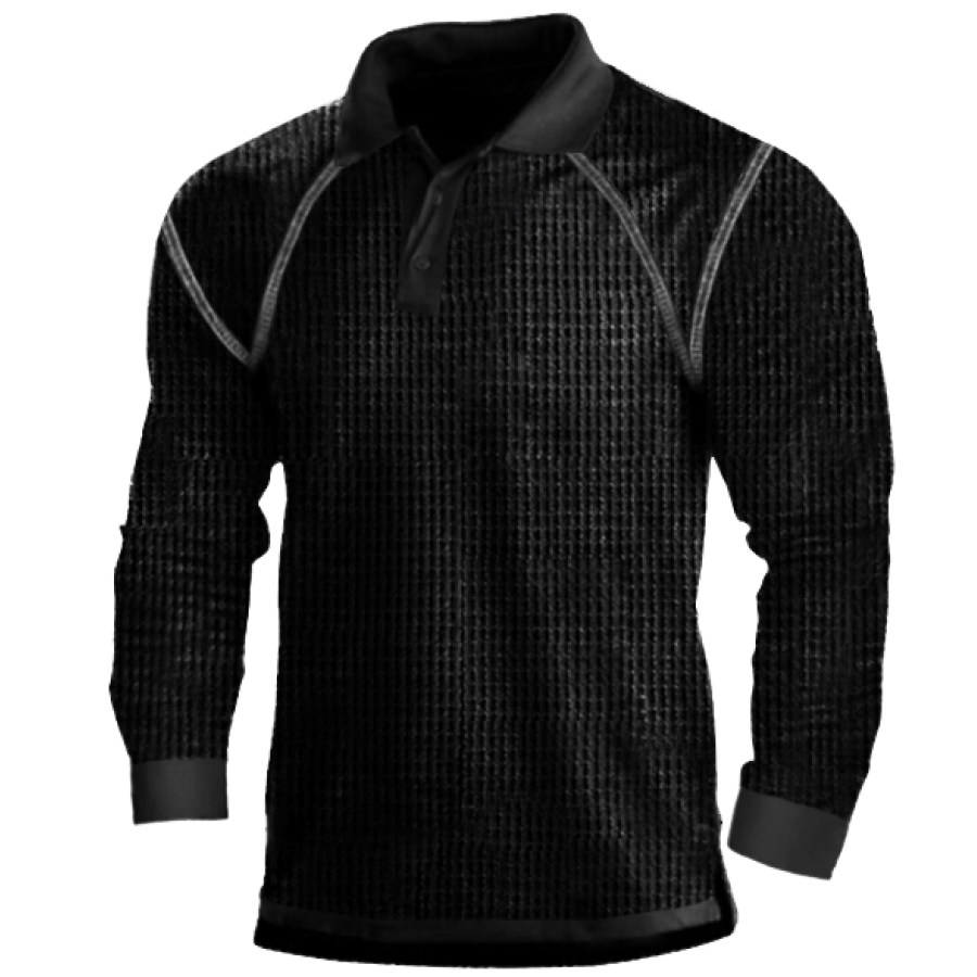 

Men's Waffle Casual Polo Sweatshirt