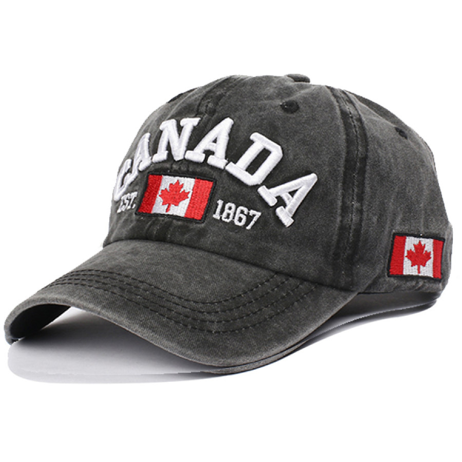 

Chapeau De Soleil Délavé Vintage Brodé Canada Extérieur Pour Hommes