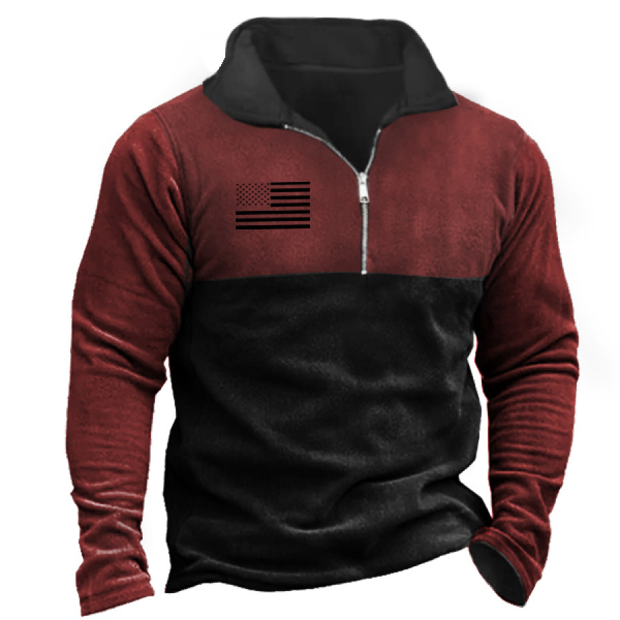 

Men's Outdoor American Flag 1/4 Zip Polo Sweatshirt