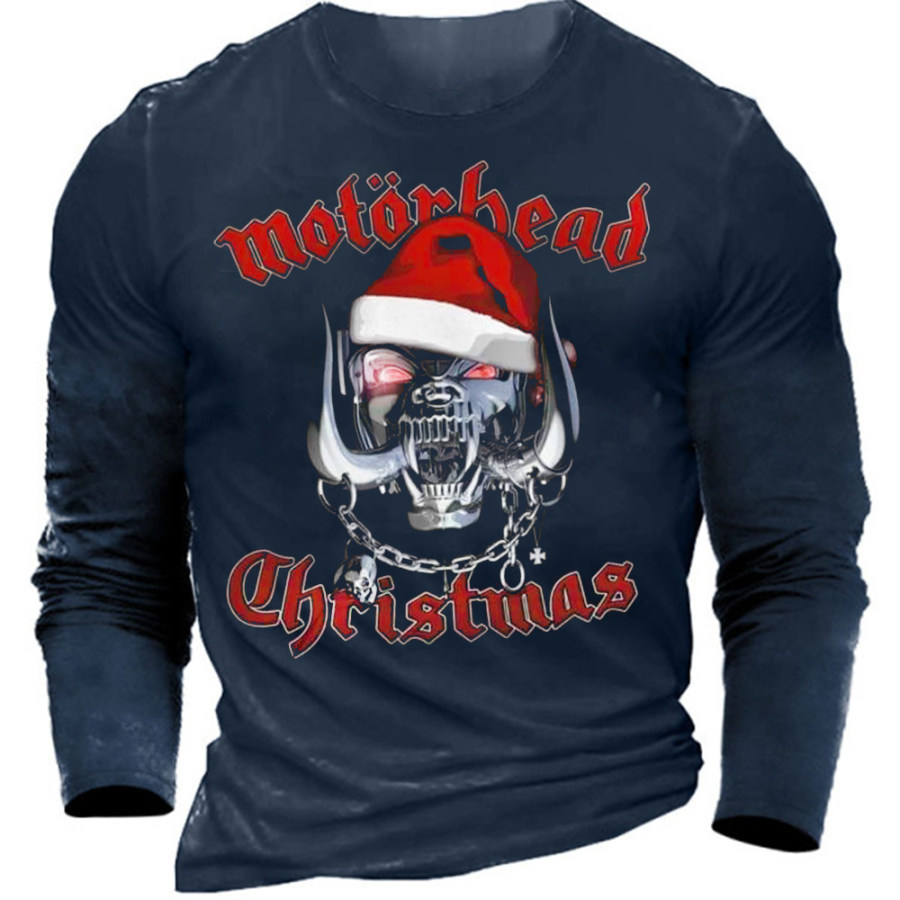 

Men's Vintage Motorhead Christmas Print Crew Neck Top