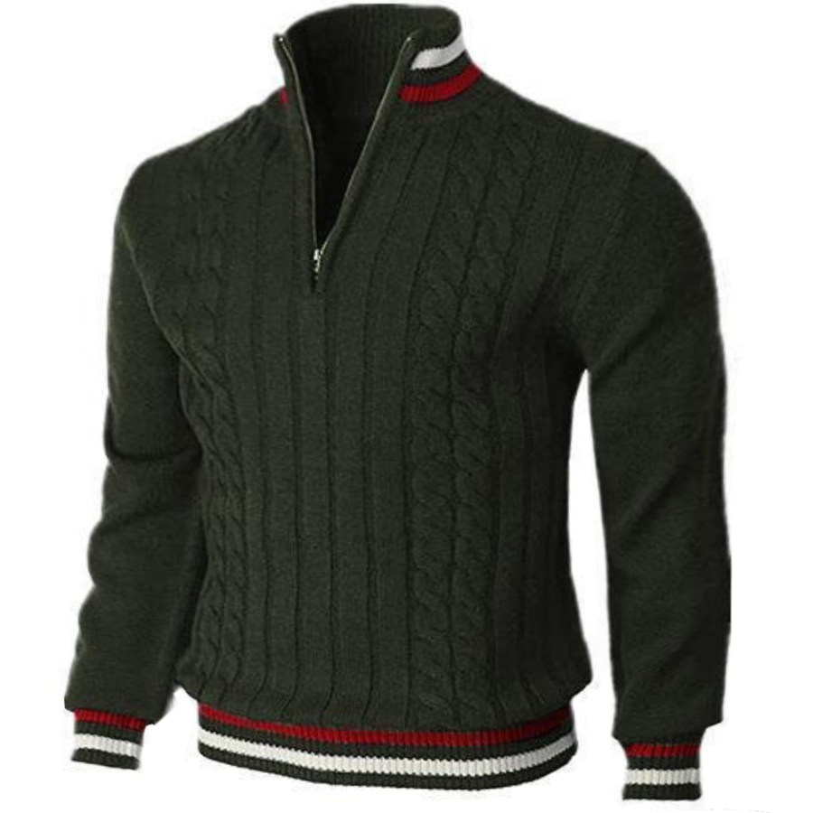 

Men's Retro Twist Stand Collar Sweater