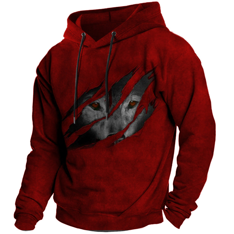 

Men's Wolf Totem Print Hoodie