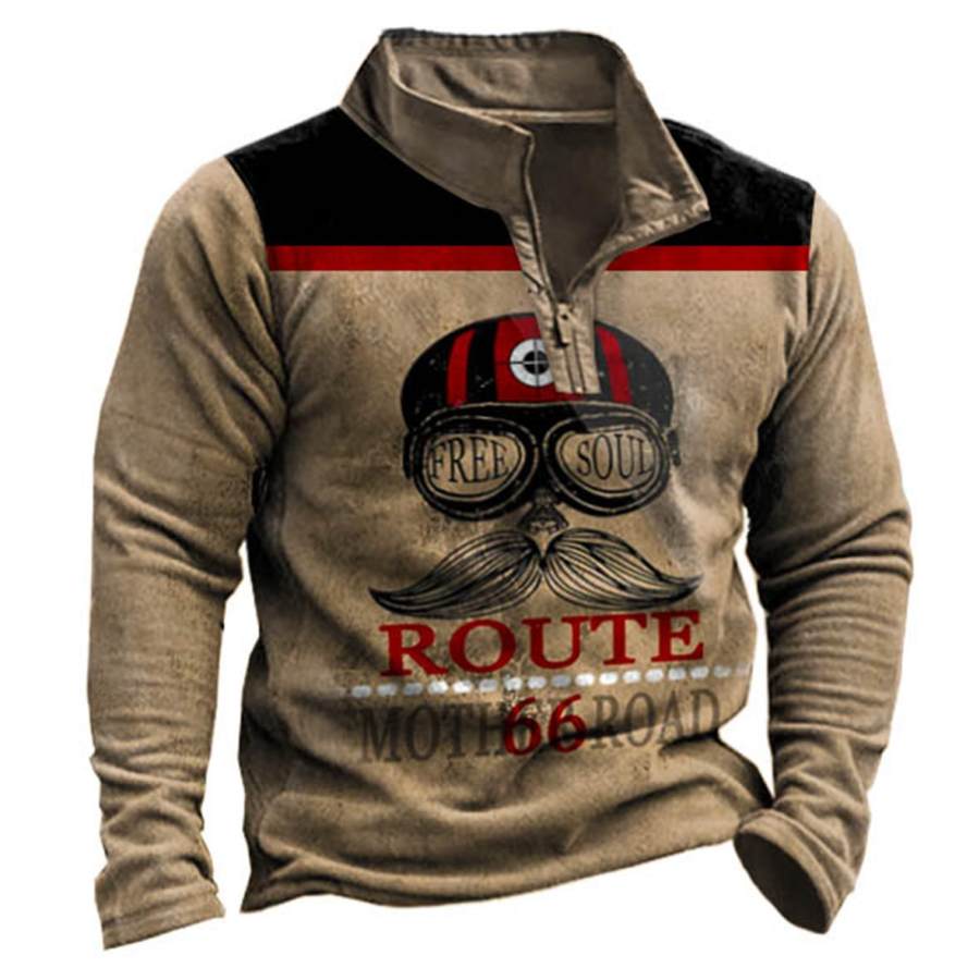 

Men's Route 66 Mother Road Print Quarter Zip Sweatshirt
