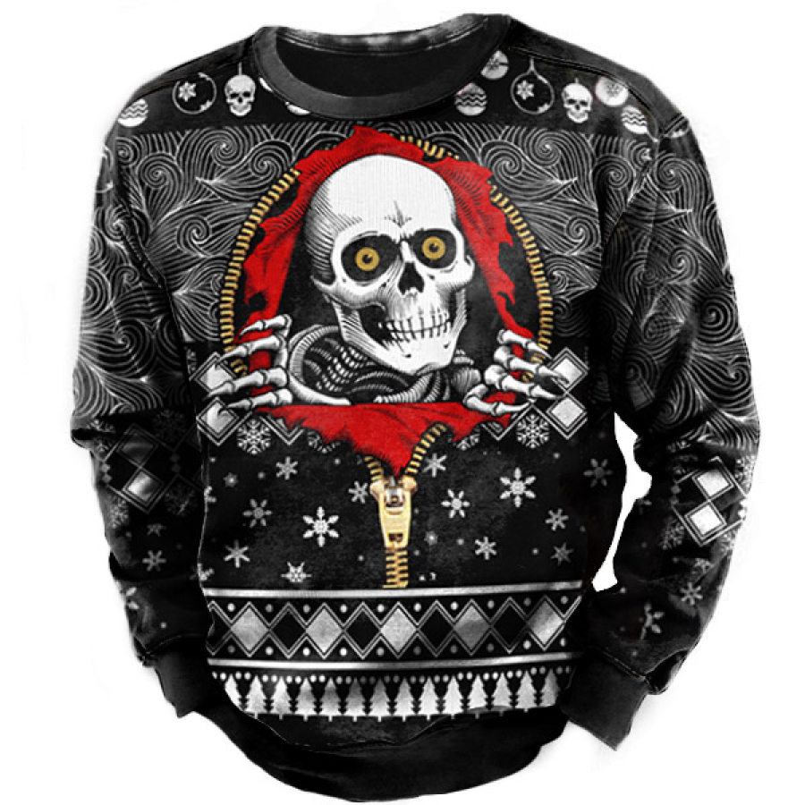 

Men's Skull Ugly Christmas Print Sweatshirt