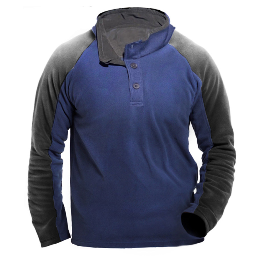 

Men's Outdoor Ski Warm Henley Fleece Tactical Sweatshirt Jacket