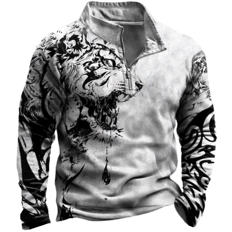 

Men's Outdoor Lion Print Zip Sweatshirt