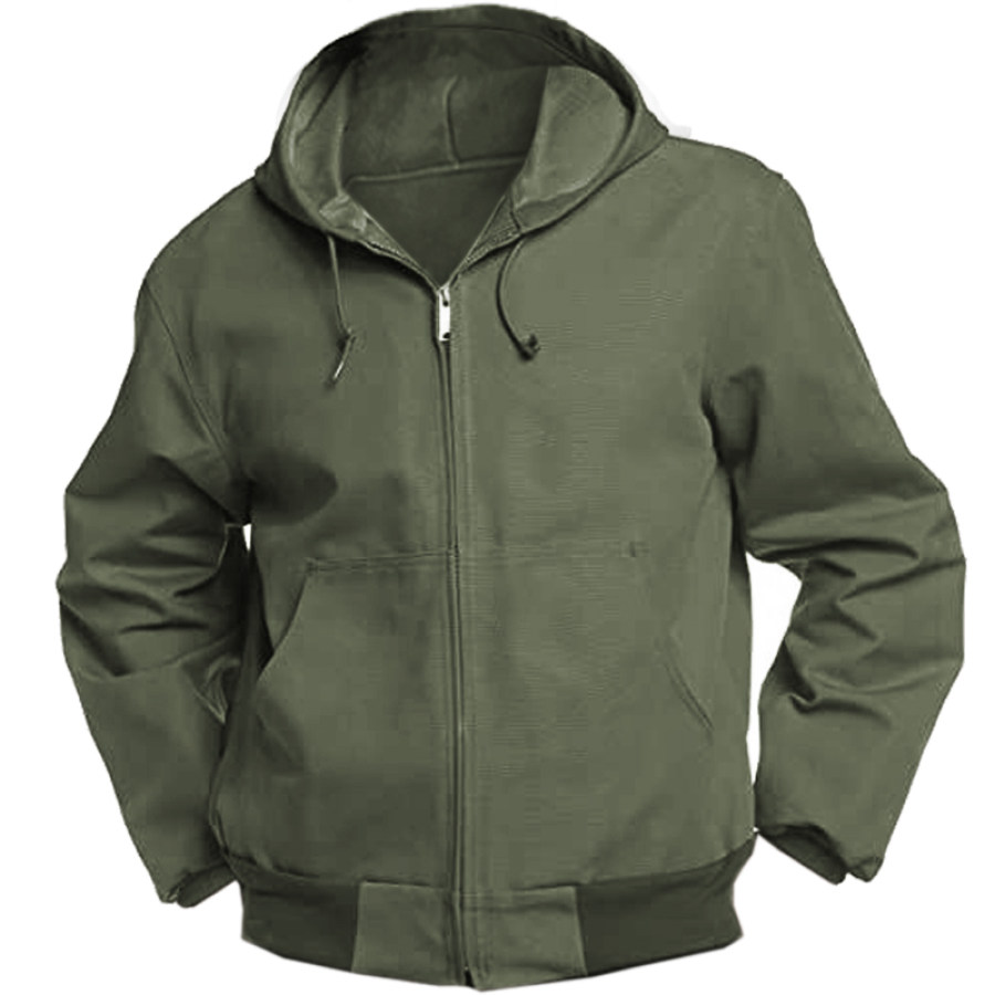 

Men's Outdoor Tactical Solid Color Full Zip Pocket Hoodie