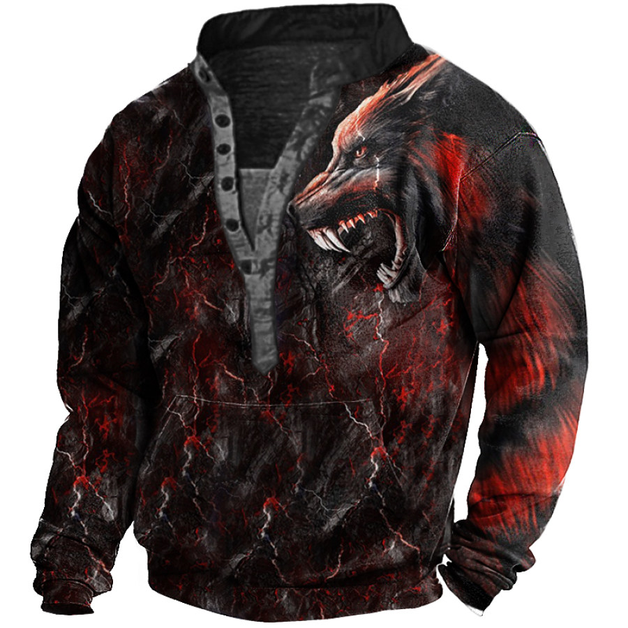 

Men's Outdoor 3D Wolf Print Zip Sweatshirt