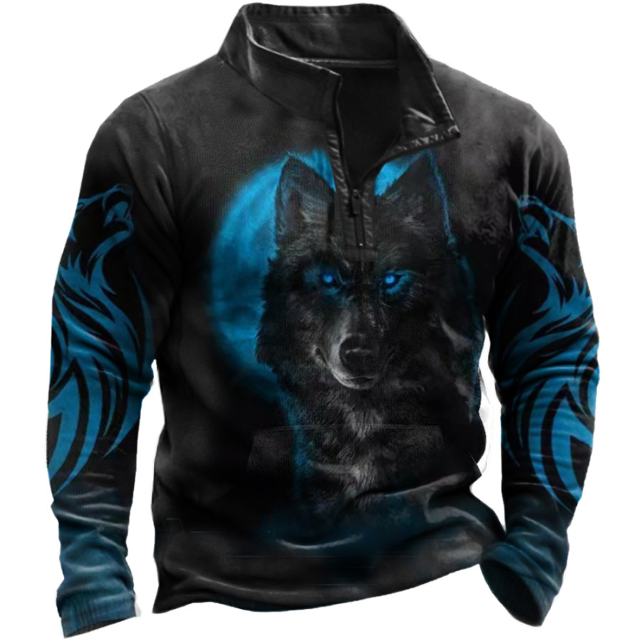 

Men's Outdoor 3D Wolf Print Zip Sweatshirt