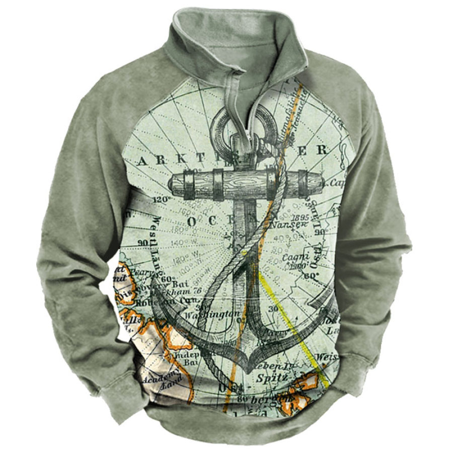 

Pirate Ship Nautical Compass Retro Men's Sweatshirt