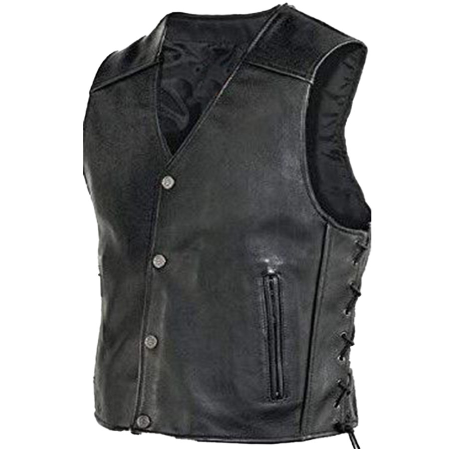 

Men's Vintage Strap PU Leather Jacket Vest