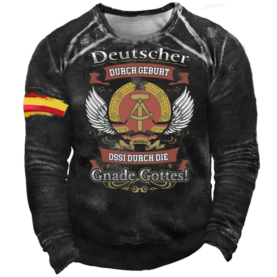 

Men's Vintage East German Military Graphic Print Men's Vintage Print Sweatshirt