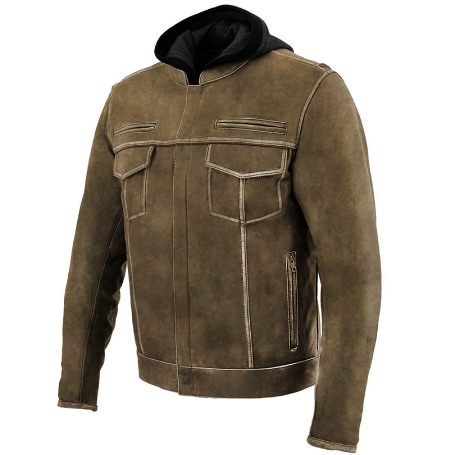 

Men's Vintage Multi-pocket Multifunctional Hooded Jacket