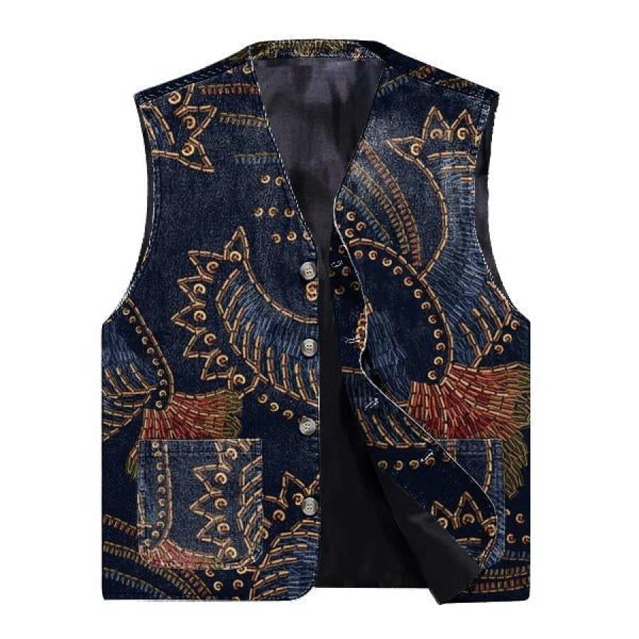 

Men's Outdoor Vintage Ethnic Pattern Wool Vest Vest